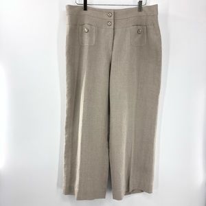 Elliott Lauren Tan Linen Wide Leg Cropped Pants